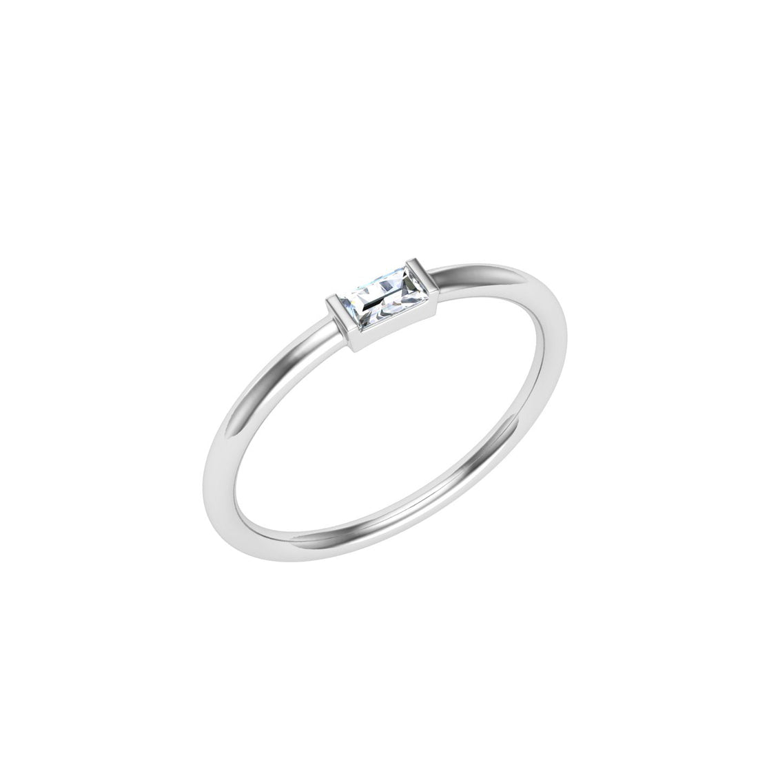 Single Baguette Moissanite Wedding Band White Gold