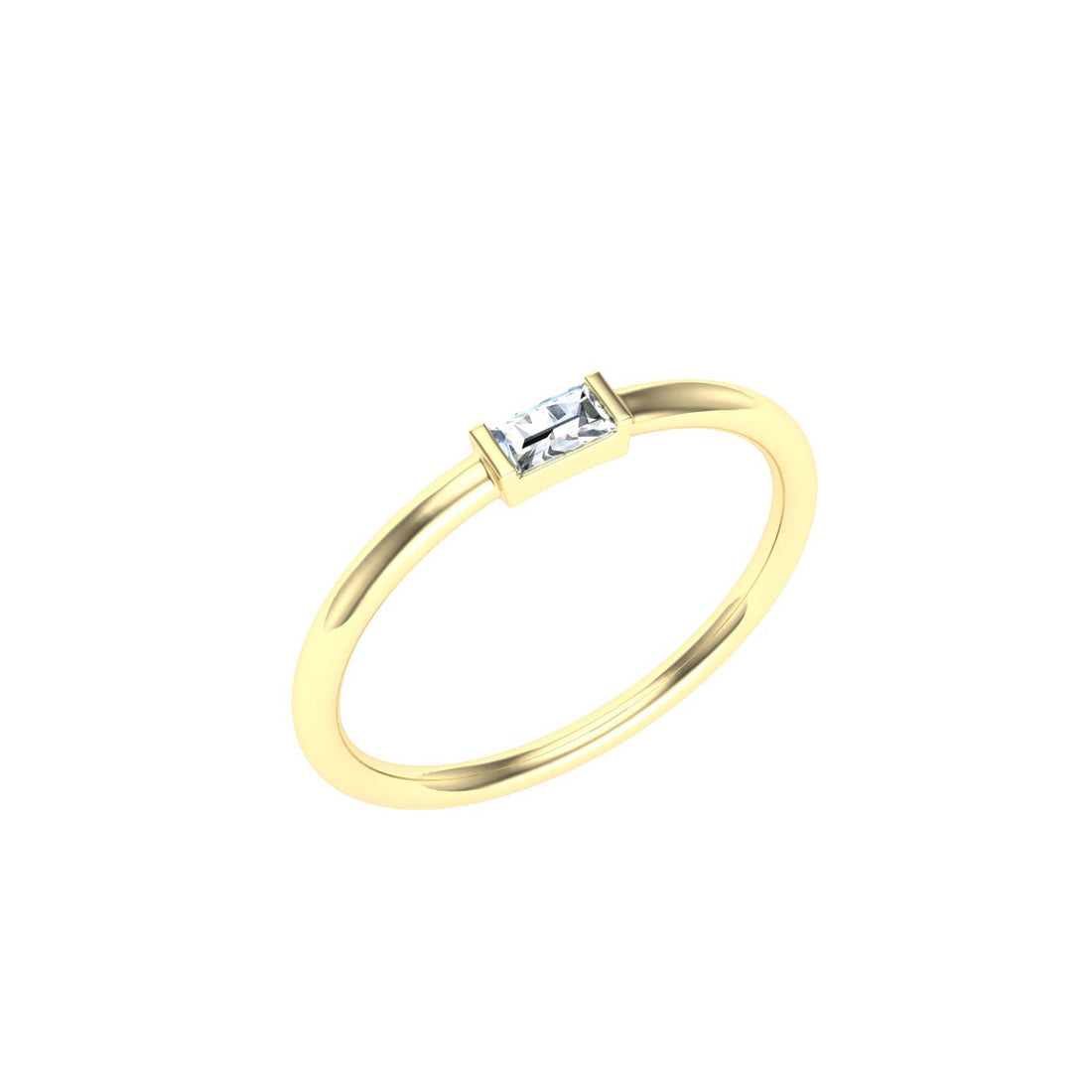 Single Baguette Moissanite Wedding Band Yellow Gold