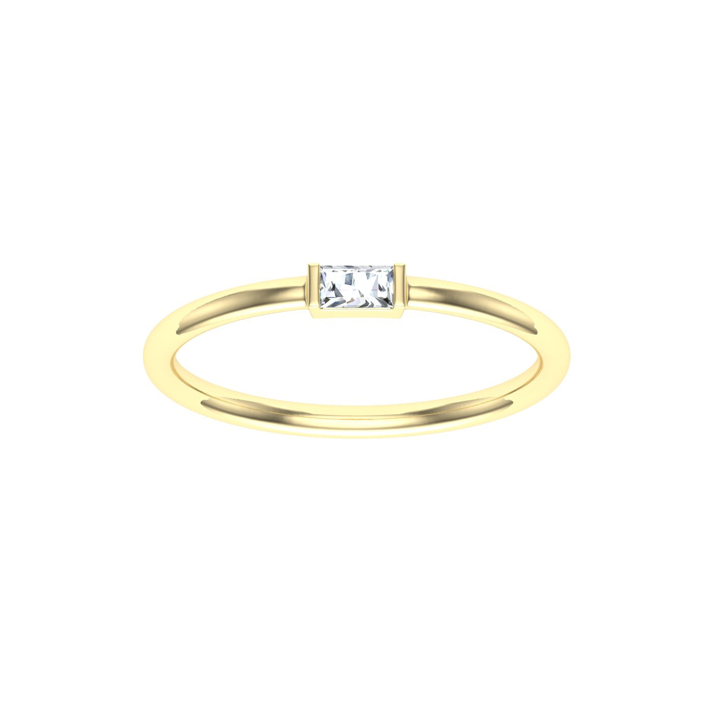 Single Baguette Moissanite Wedding Band Yellow Gold