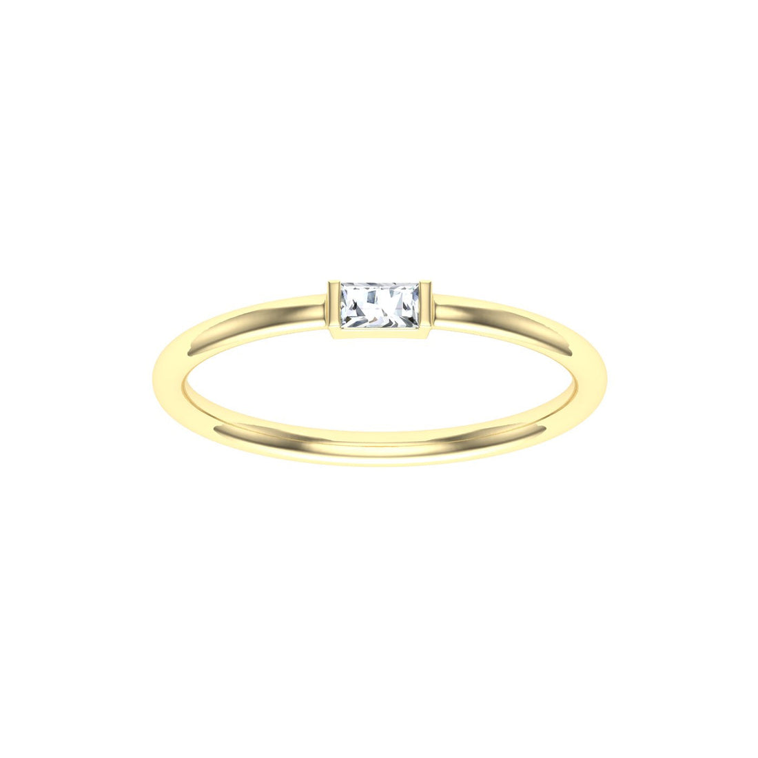 Single Baguette Moissanite Wedding Band Yellow Gold