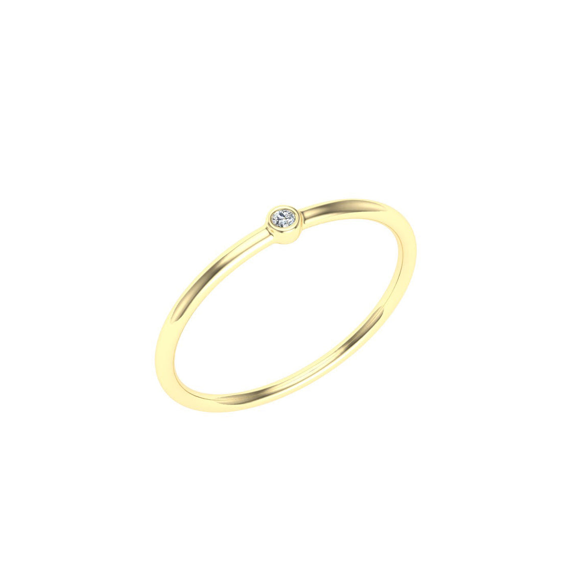 Single Dot Moissanite Wedding Band Yellow Gold