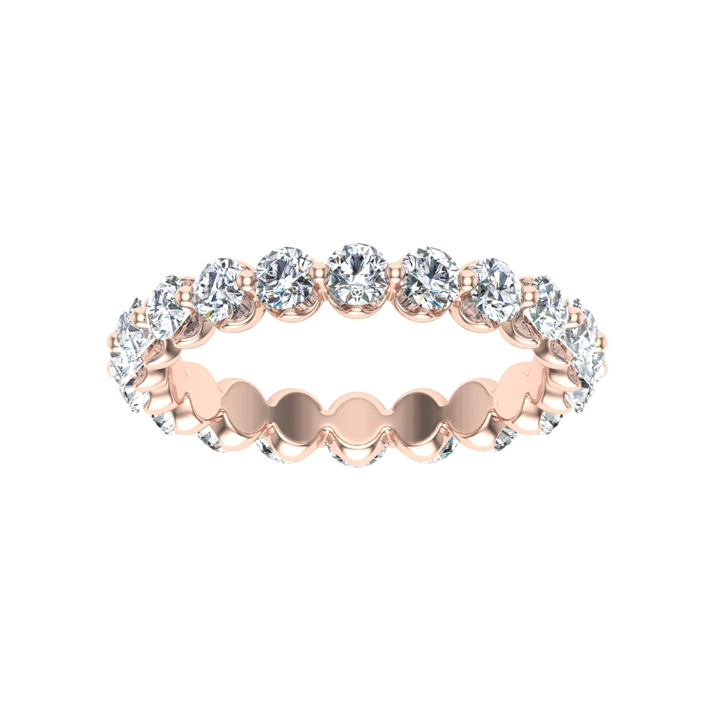 Single Prong Eternity Moissanite Wedding Band Rose Gold