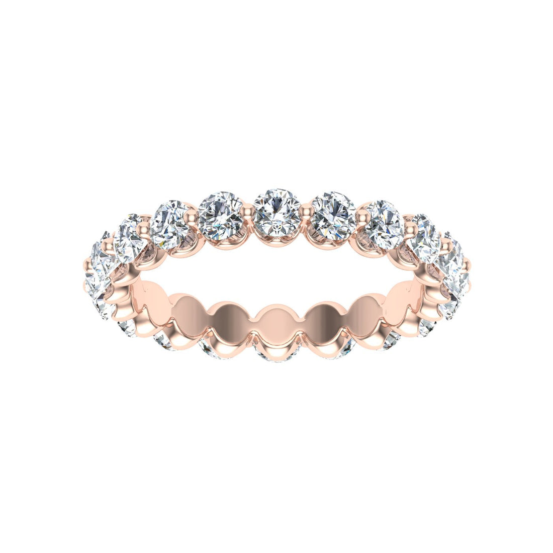 Single Prong Eternity Moissanite Wedding Band Rose Gold