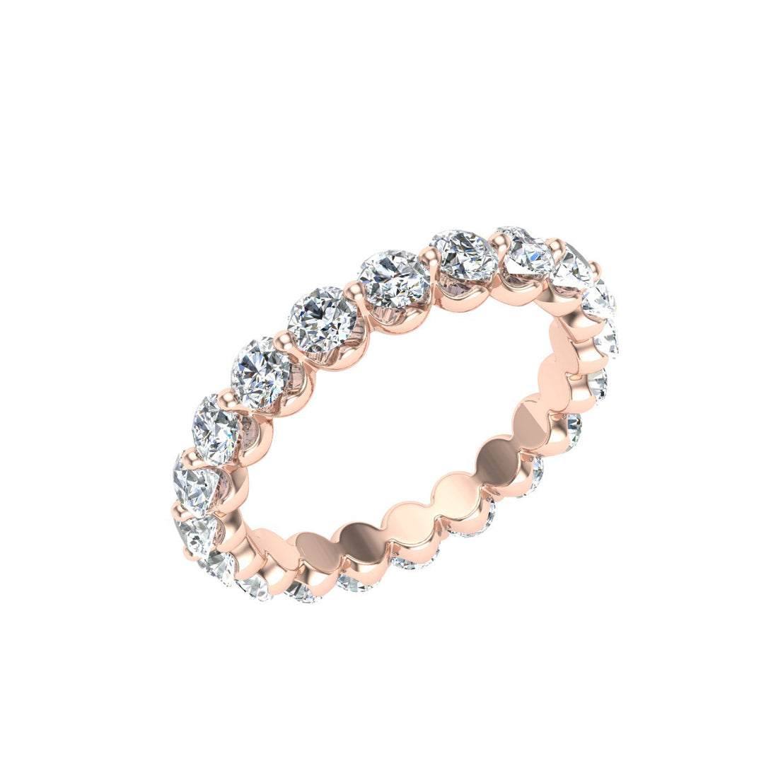 Single Prong Eternity Moissanite Wedding Band Rose Gold