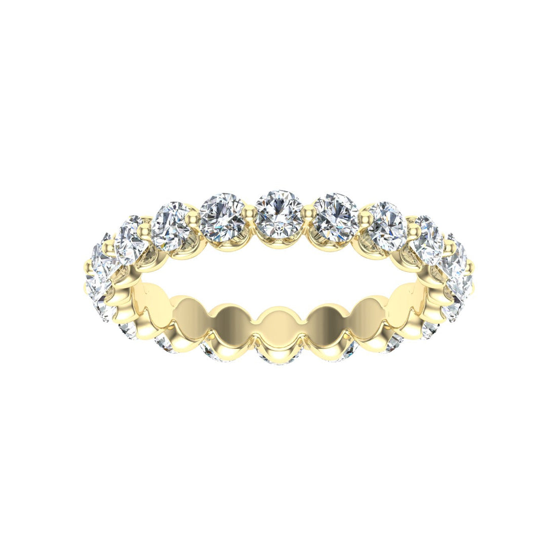 Single Prong Eternity Moissanite Wedding Band Yellow Gold