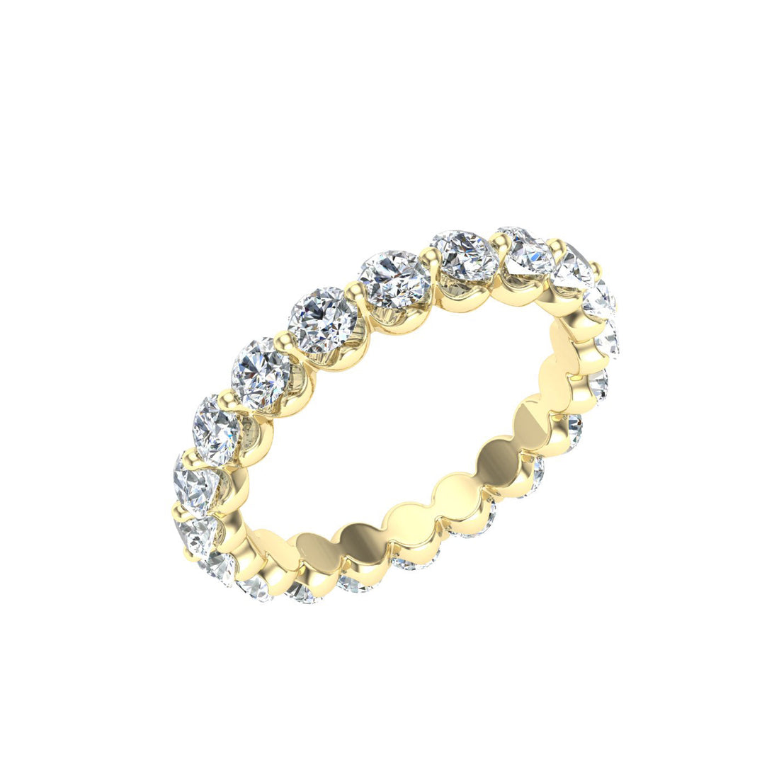 Single Prong Eternity Moissanite Wedding Band Yellow Gold