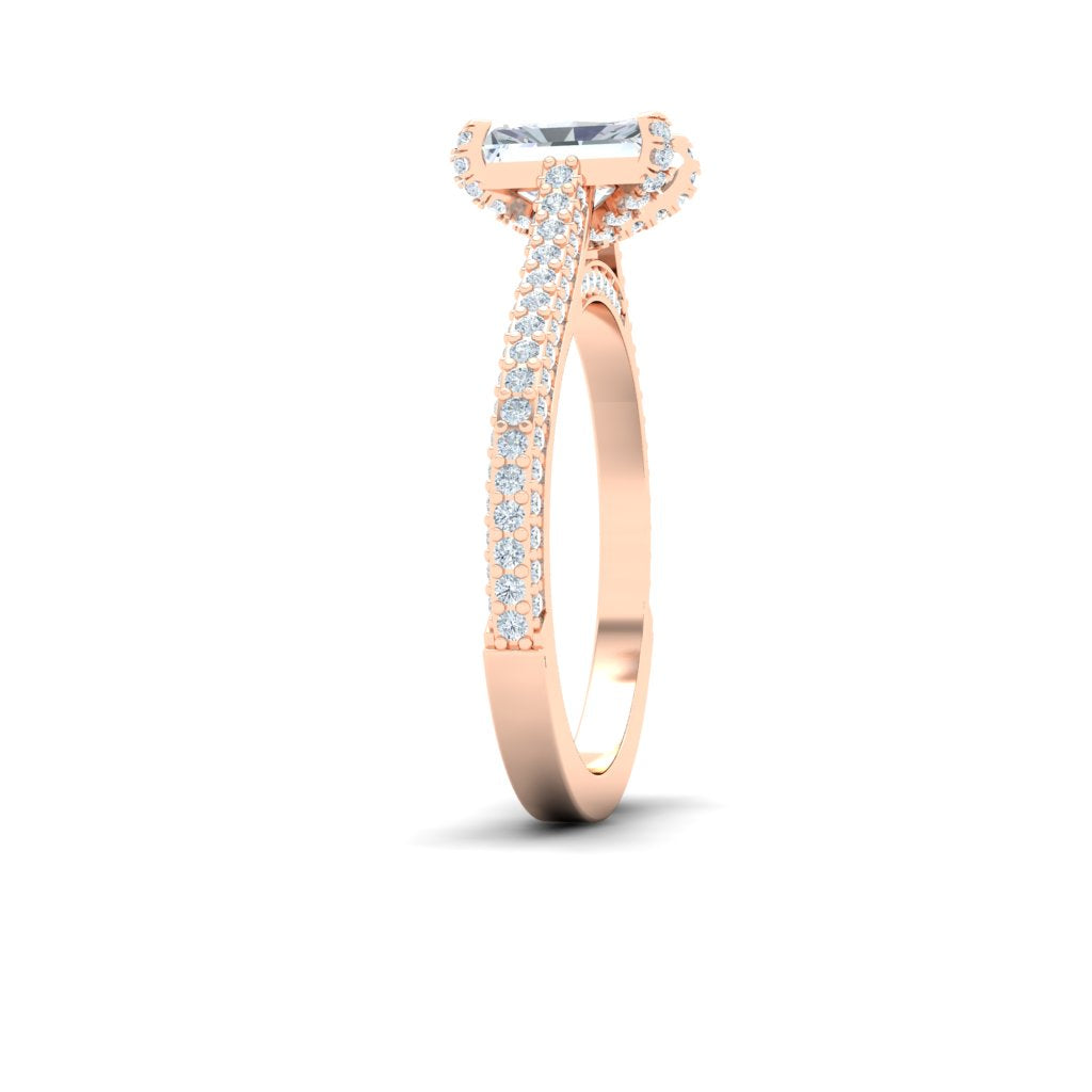 Skies Radiant Cut Micro Pavé Moissanite Engagement Ring Rose Gold