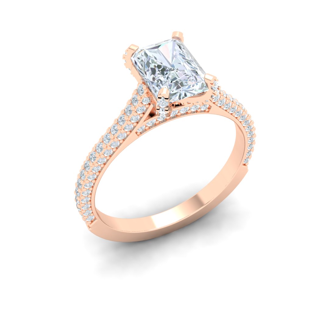 Skies Radiant Cut Micro Pavé Moissanite Engagement Ring Rose Gold