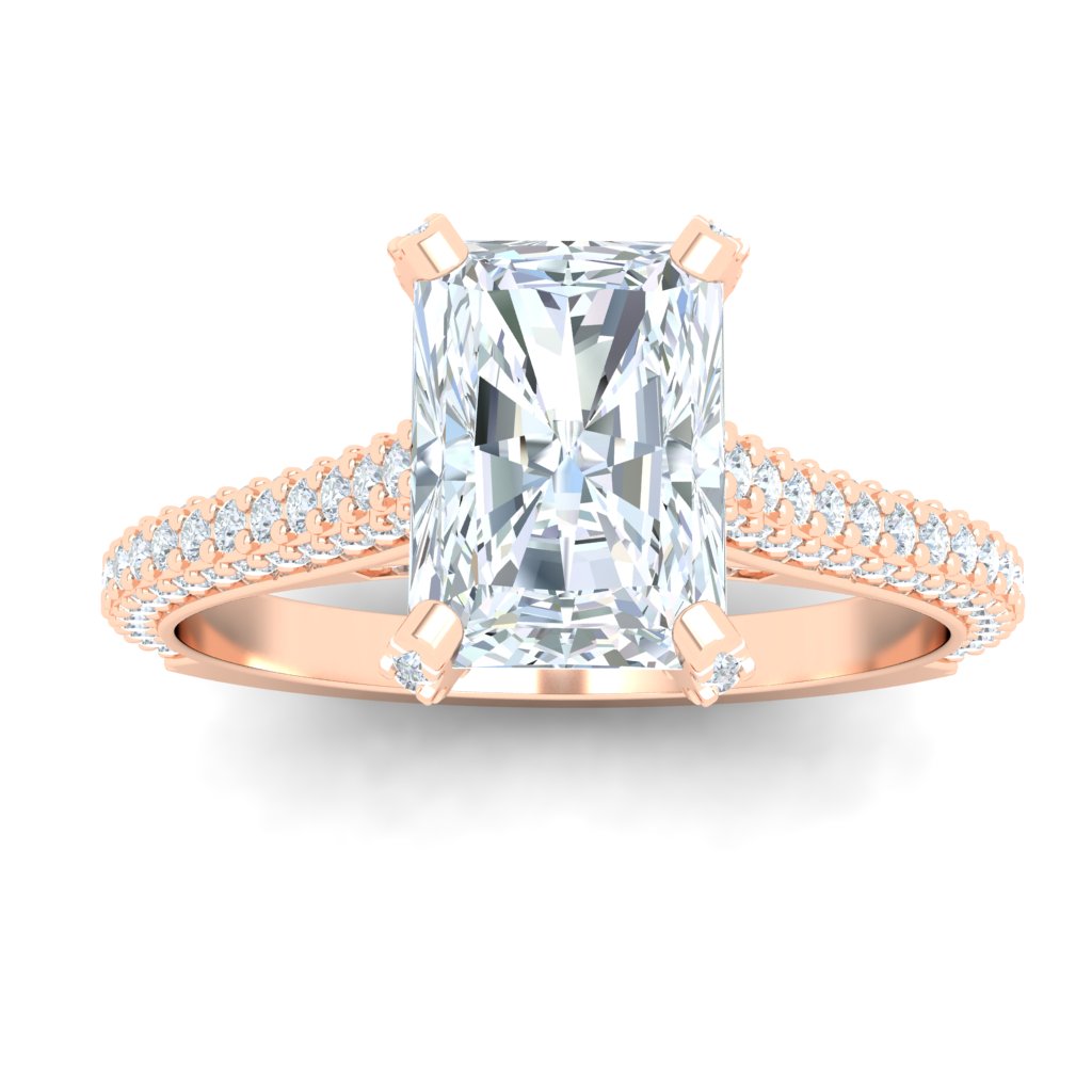 Skies Radiant Cut Micro Pavé Moissanite Engagement Ring Rose Gold