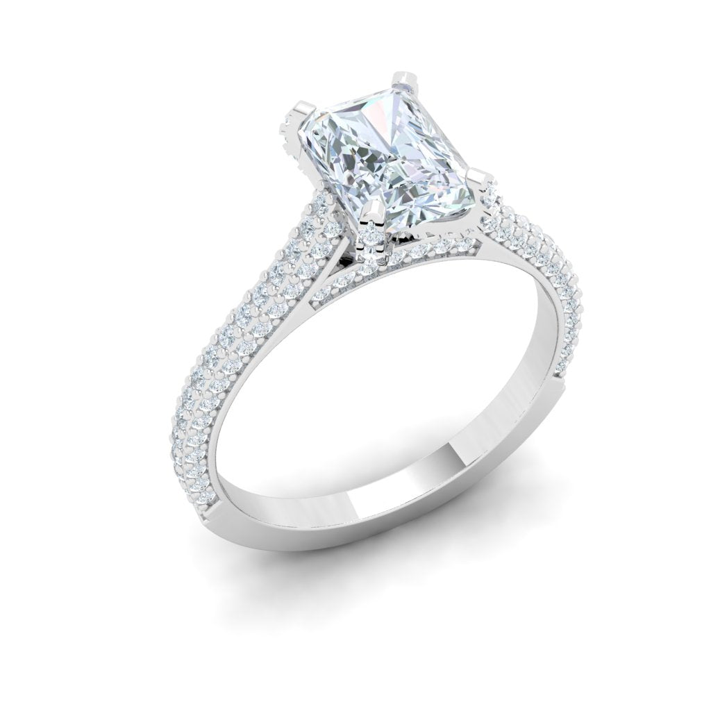 Skies Radiant Cut Micro Pavé Moissanite Engagement Ring White Gold