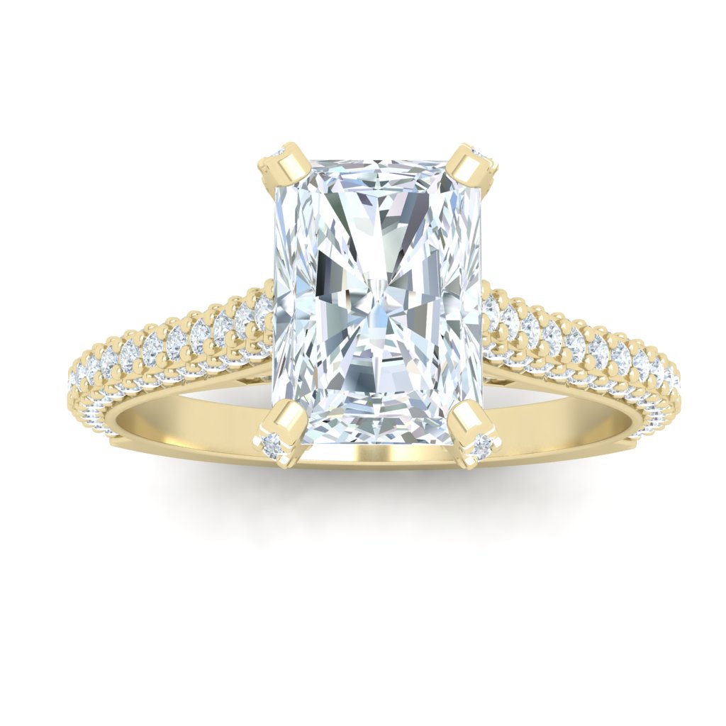 Skies Radiant Cut Micro Pavé Moissanite Engagement Ring Yellow Gold