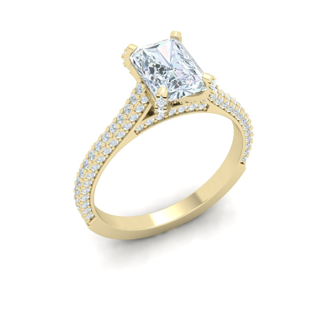 Skies Radiant Cut Micro Pavé Moissanite Engagement Ring Yellow Gold