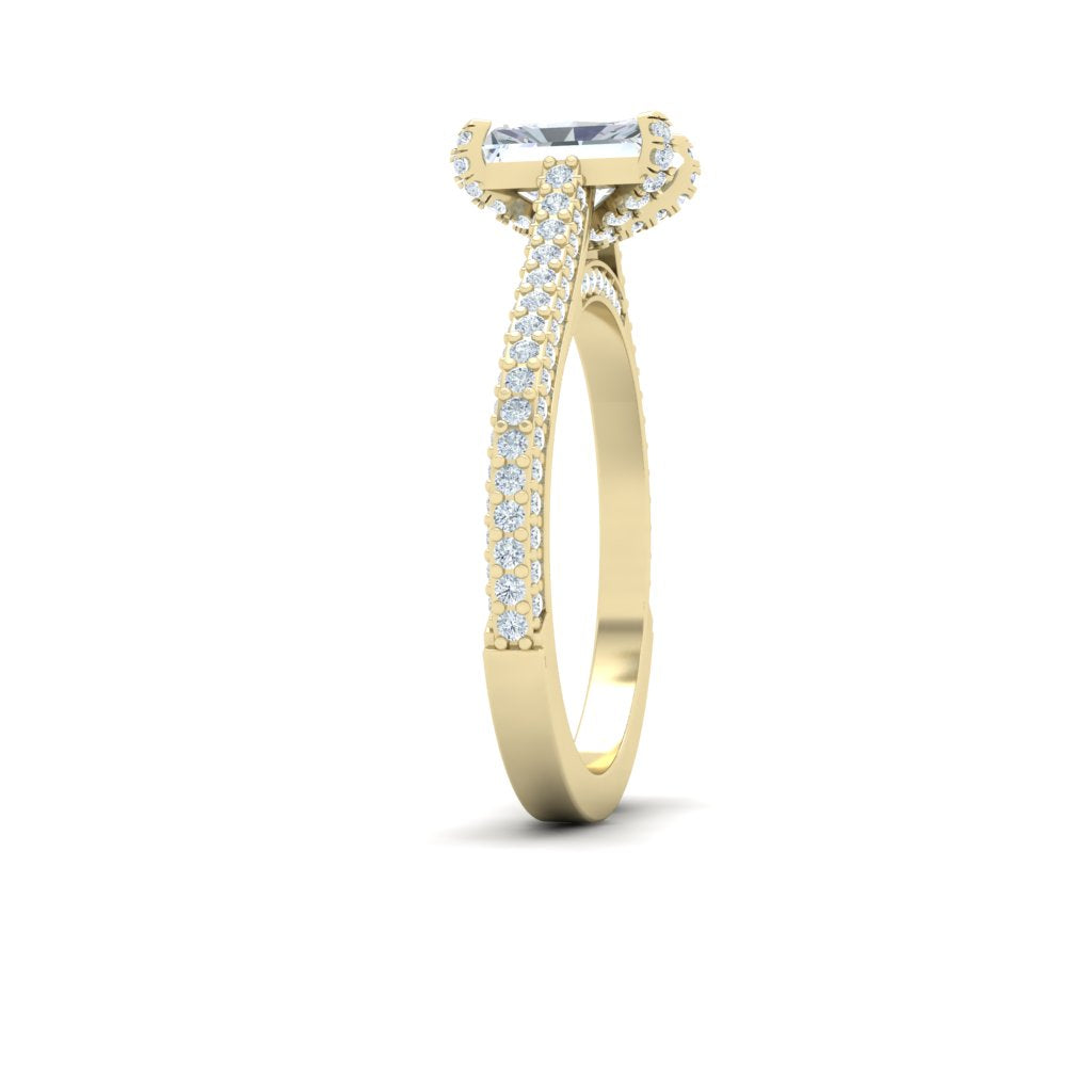 Skies Radiant Cut Micro Pavé Moissanite Engagement Ring Yellow Gold