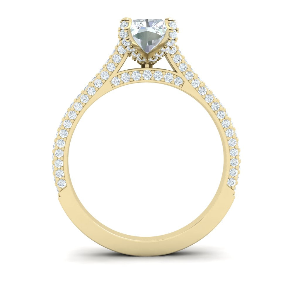 Skies Radiant Cut Micro Pavé Moissanite Engagement Ring Yellow Gold