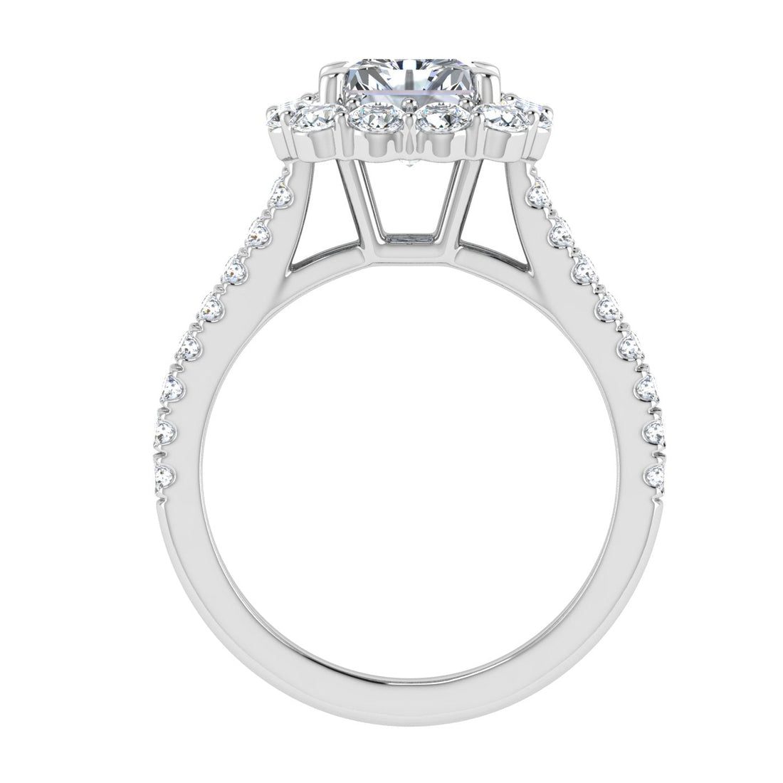 Soiree Radiant Cut Halo Moissanite Engagement Ring White Gold