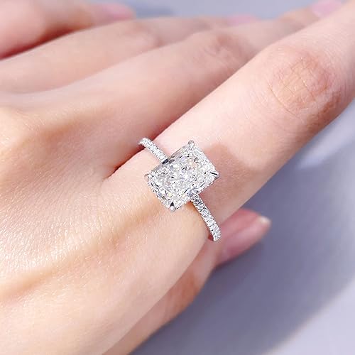 Solace Square Radiant Side Stones Cut Moissanite Engagement Ring White Gold