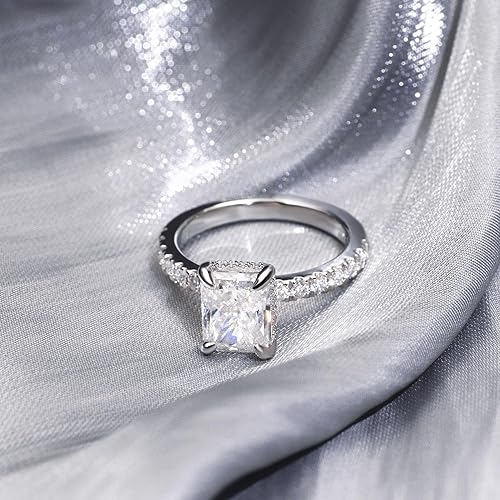 Solace Square Radiant Side Stones Cut Moissanite Engagement Ring White Gold