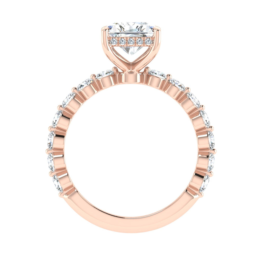 Soliloquy Radiant Cut Hidden Halo Moissanite Engagement Ring Rose Gold