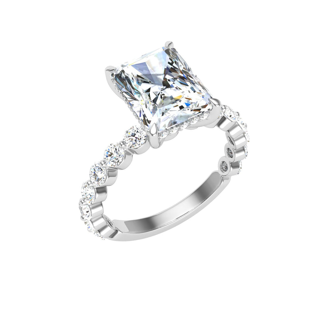 Soliloquy Radiant Cut Hidden Halo Moissanite Engagement Ring White Gold