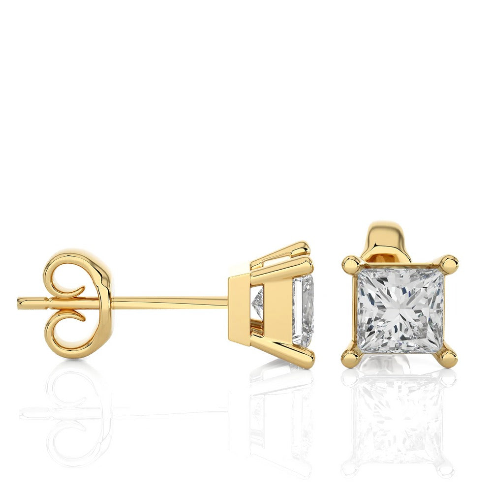 Solitaire Princess Cut Sway Lab Diamond Studs Earrings 