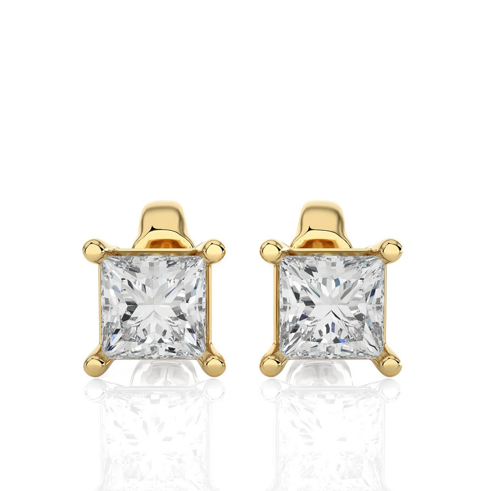 Solitaire Princess Cut Sway Lab Diamond Studs Earrings 09