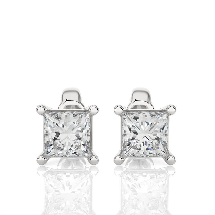 Solitaire Princess Cut Sway Moissanite Studs Earrings