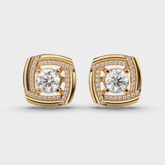 Solitaires in Square Stud Lab Diamond Earrings