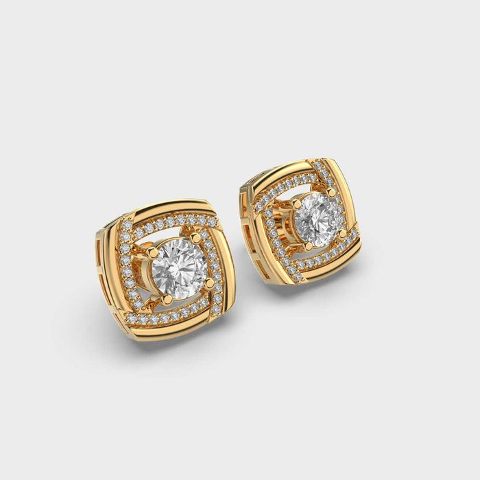 Solitaires in Square Stud Lab Diamond Earrings