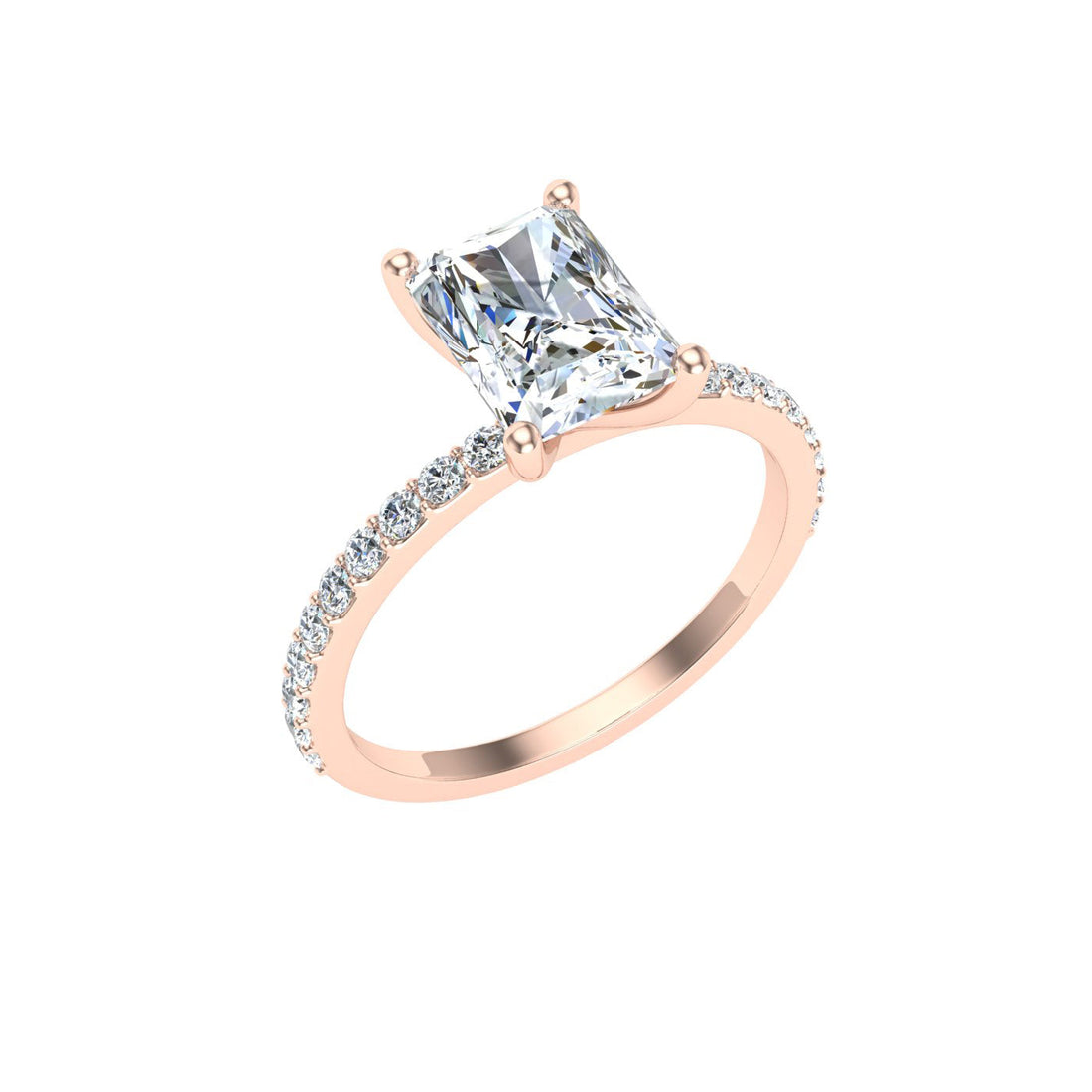 Solitude Radiant Cut Moissanite Engagement Ring Rose Gold