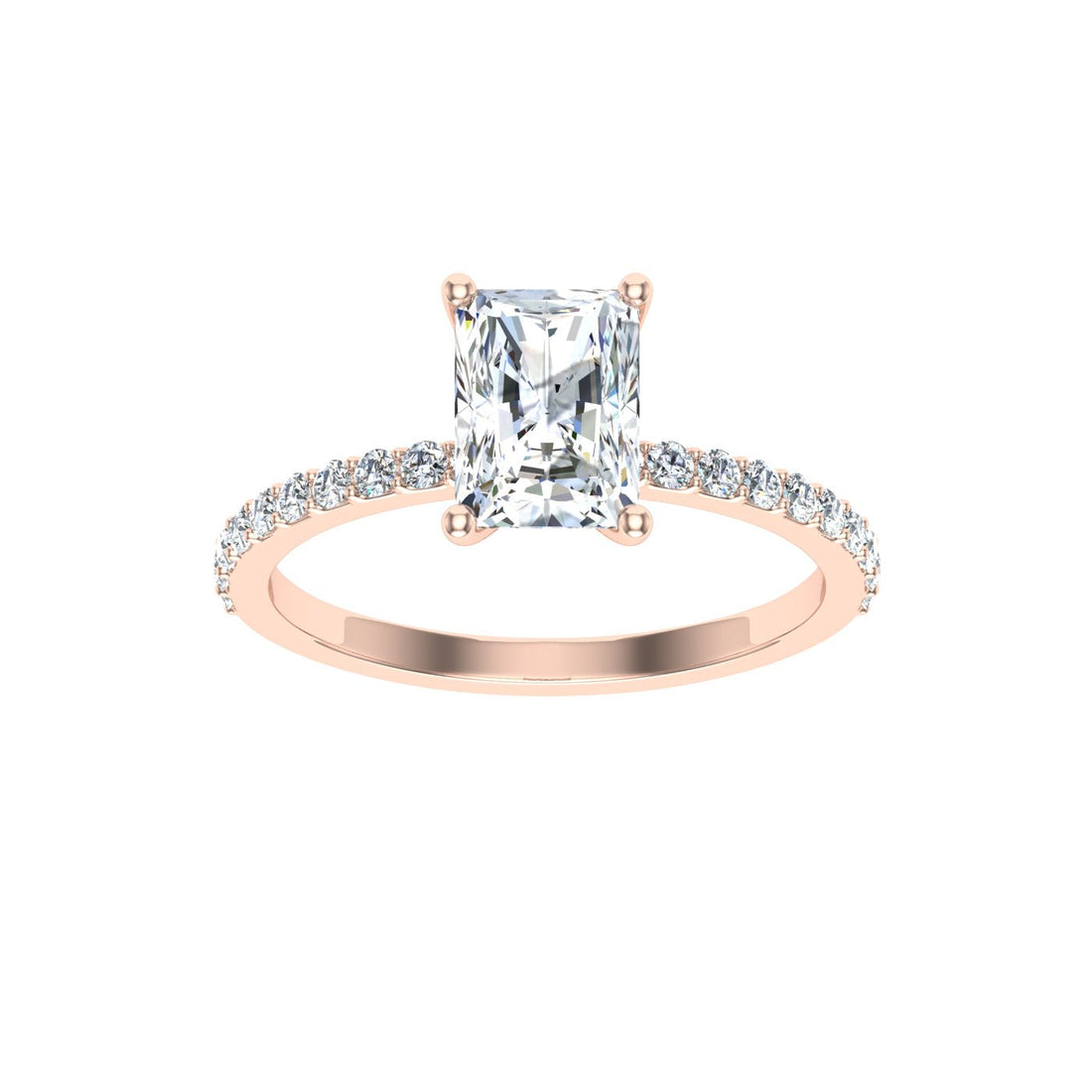 Solitude Radiant Cut Moissanite Engagement Ring Rose Gold