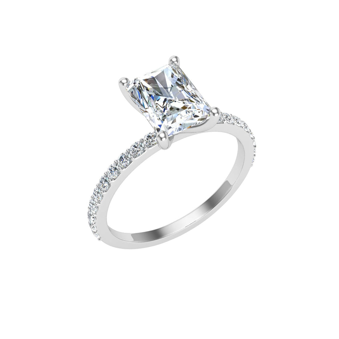 Solitude Radiant Cut Moissanite Engagement Ring White Gold