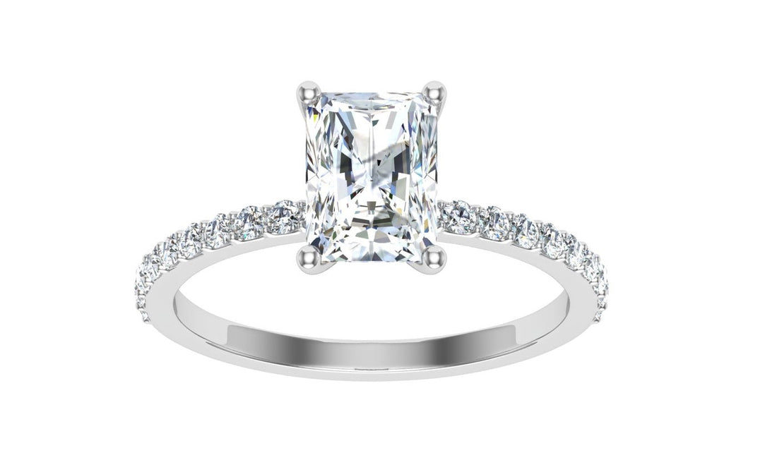 Solitude Radiant Cut Moissanite Engagement Ring White Gold