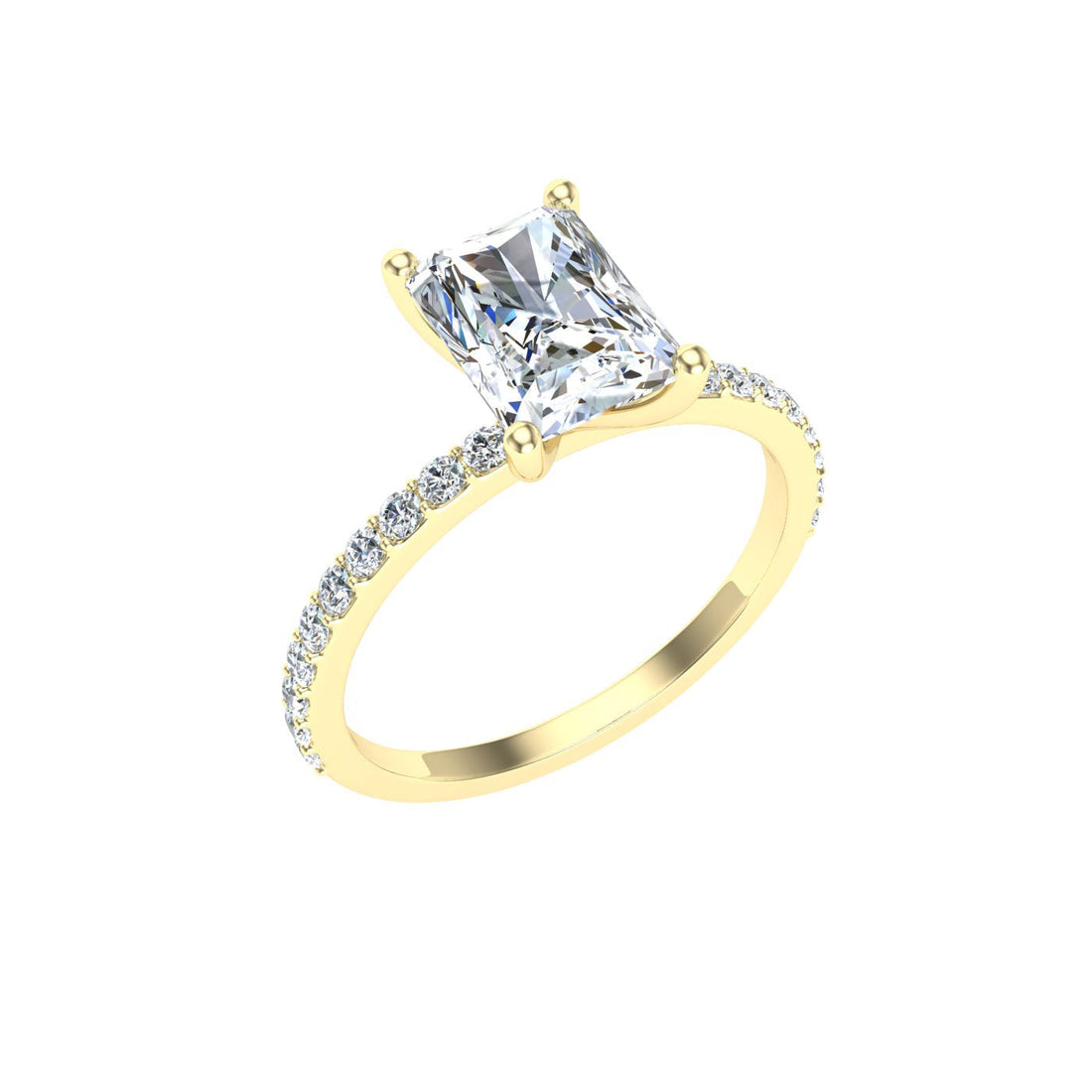 Solitude Radiant Cut Moissanite Engagement Ring Yellow Gold