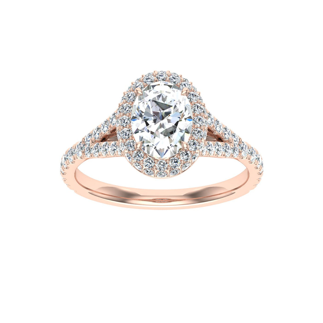 Solstice Oval Cut Side Stones Moissanite Engagement Ring Rose Gold