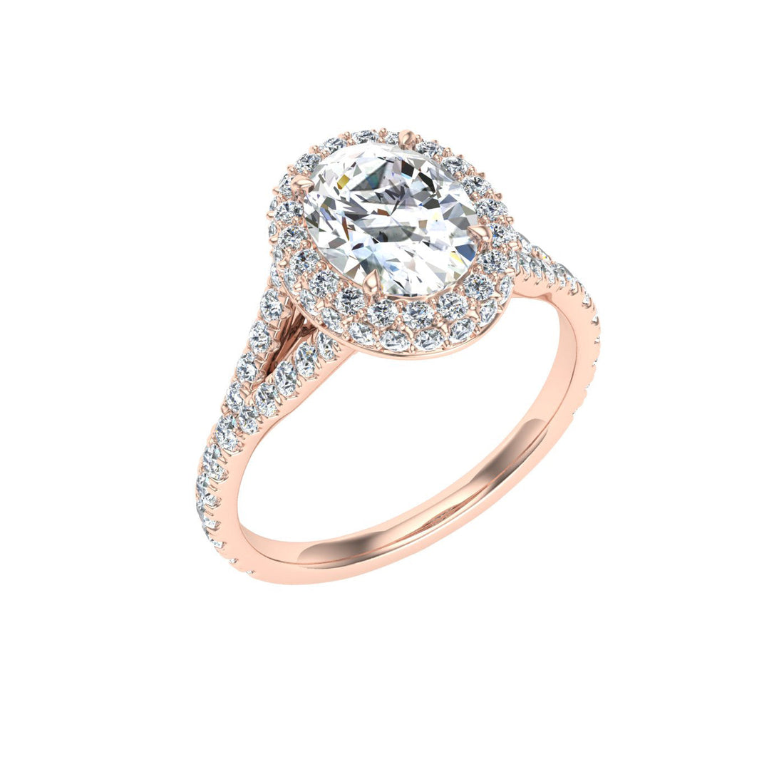 Solstice Oval Cut Side Stones Moissanite Engagement Ring Rose Gold