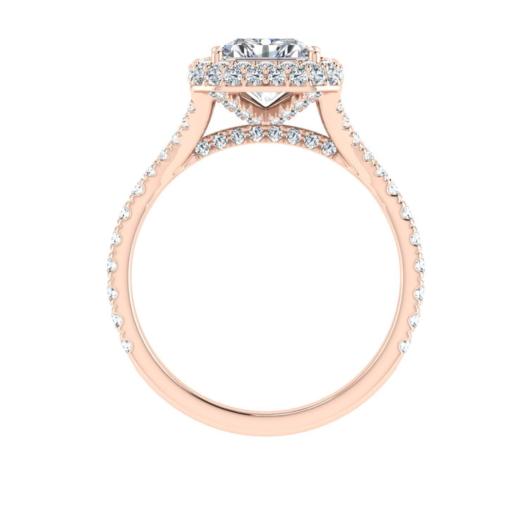 Sonata Radiant Cut Side Stones Moissanite Engagement Ring Rose Gold