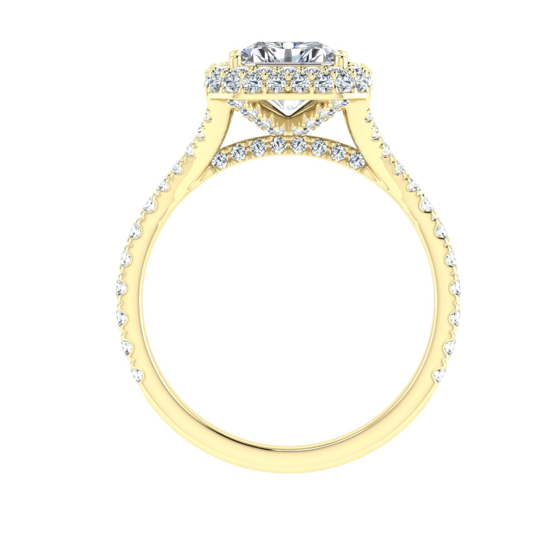 Sonata Radiant Cut Side Stones Moissanite Engagement Ring Yellow Gold