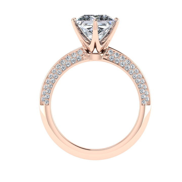 Soulmate's Princess Cut Knife Edge Band Moissanite Engagement Ring Rose Gold