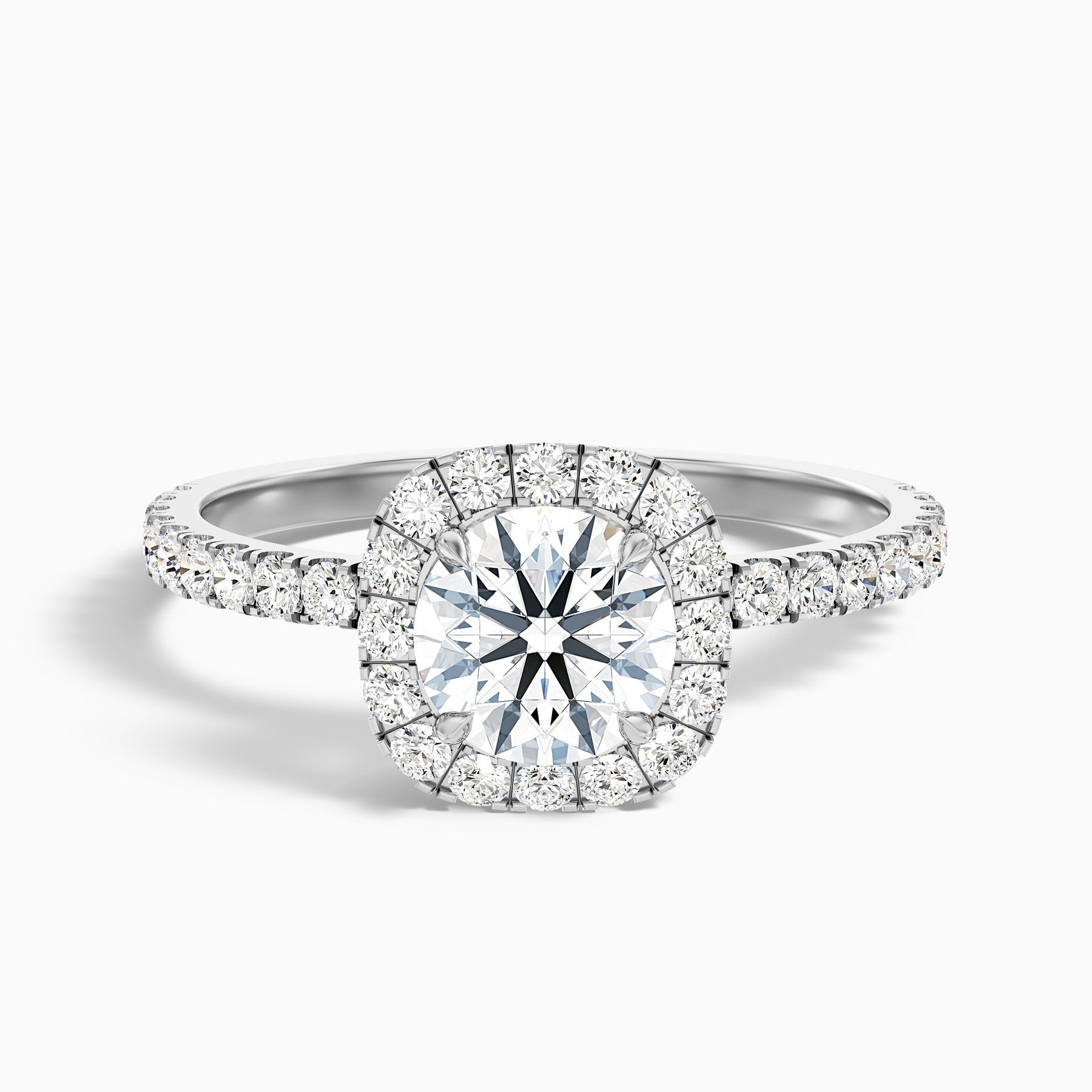 Sovereign 1 Carat Round Cut Halo Pave Lab Grown Diamond Ring 