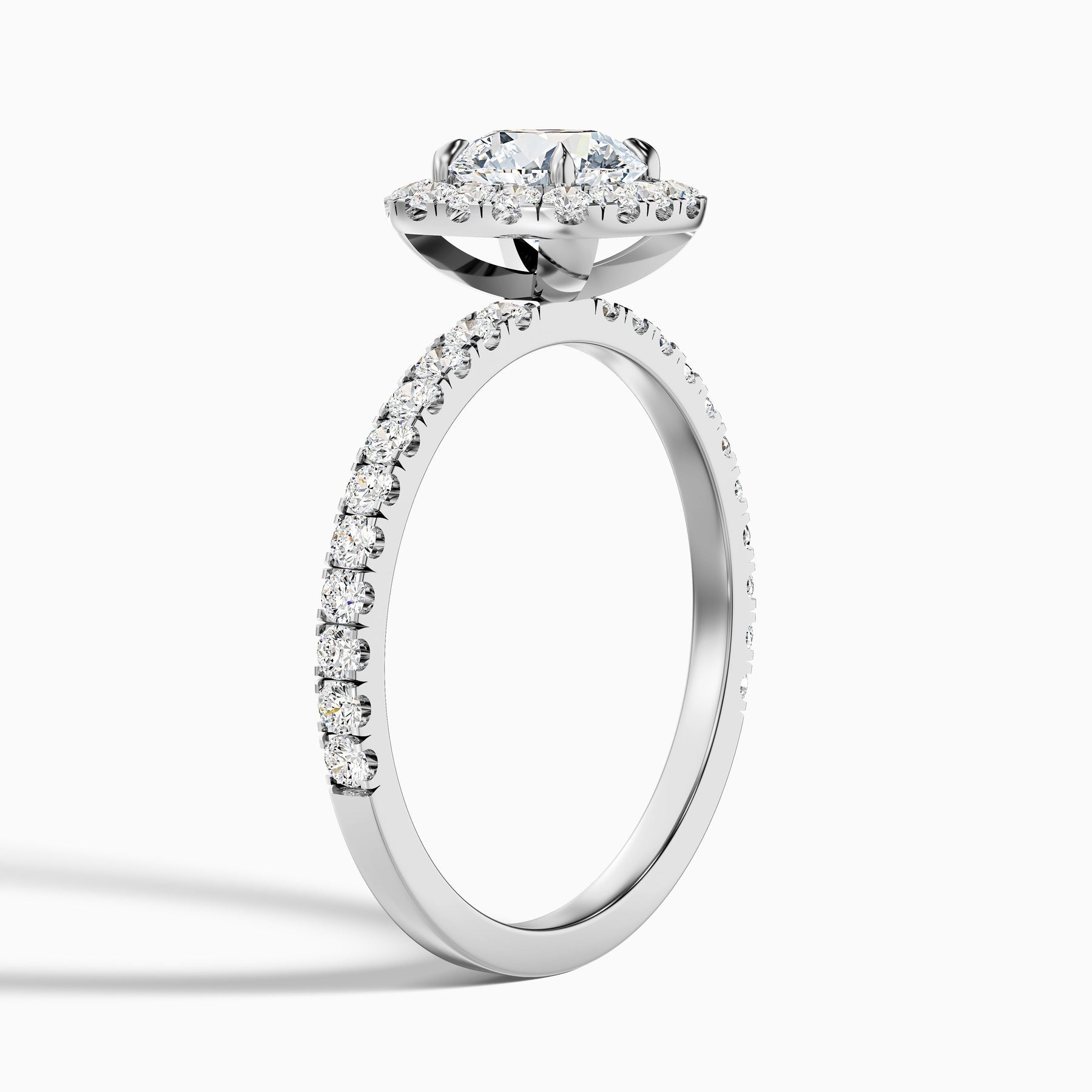 Sovereign 1 Carat Round Cut Halo Pave Lab Grown Diamond Ring 