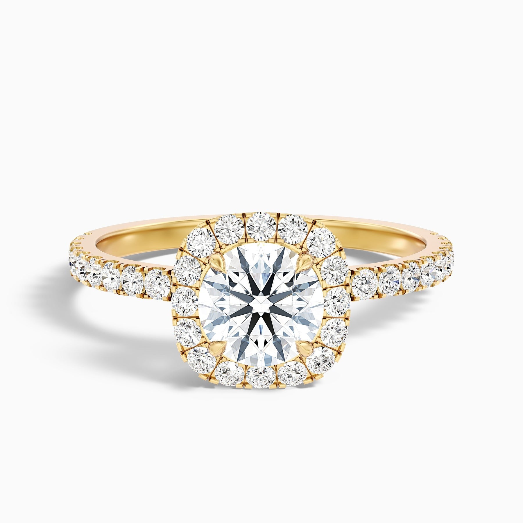 Sovereign 1 Carat Round Cut Halo Pave Lab Grown Diamond Ring 