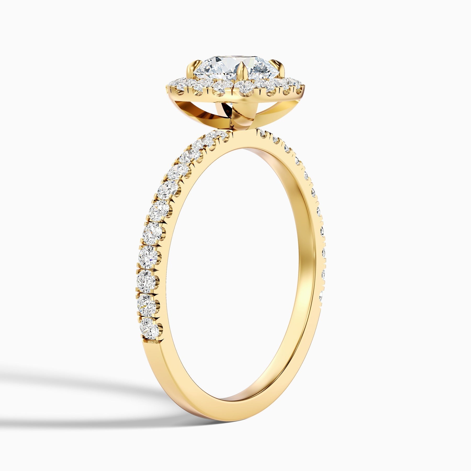 Sovereign 1 Carat Round Cut Halo Pave Lab Grown Diamond Ring 