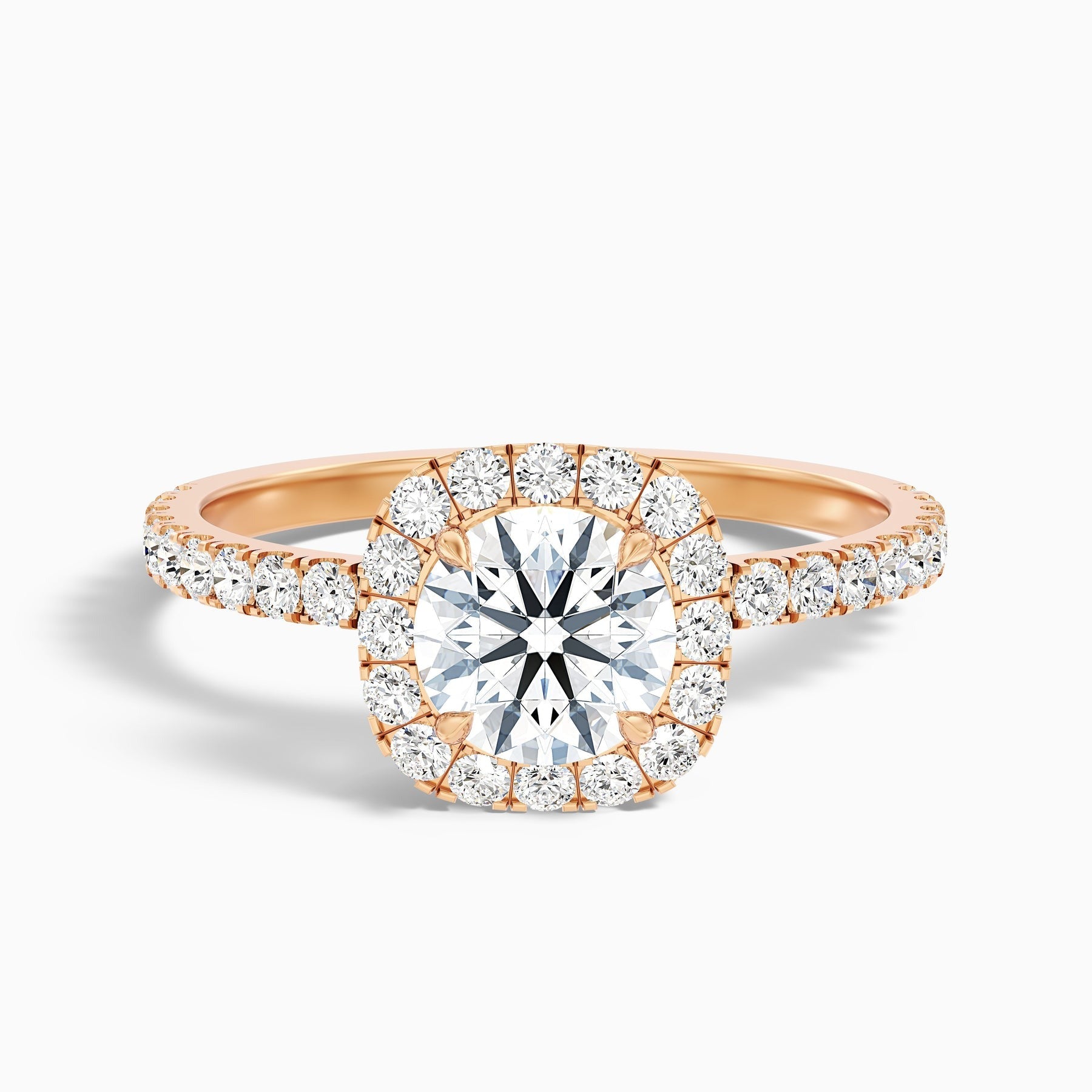 Sovereign 1 Carat Round Cut Halo Pave Lab Grown Diamond Ring 