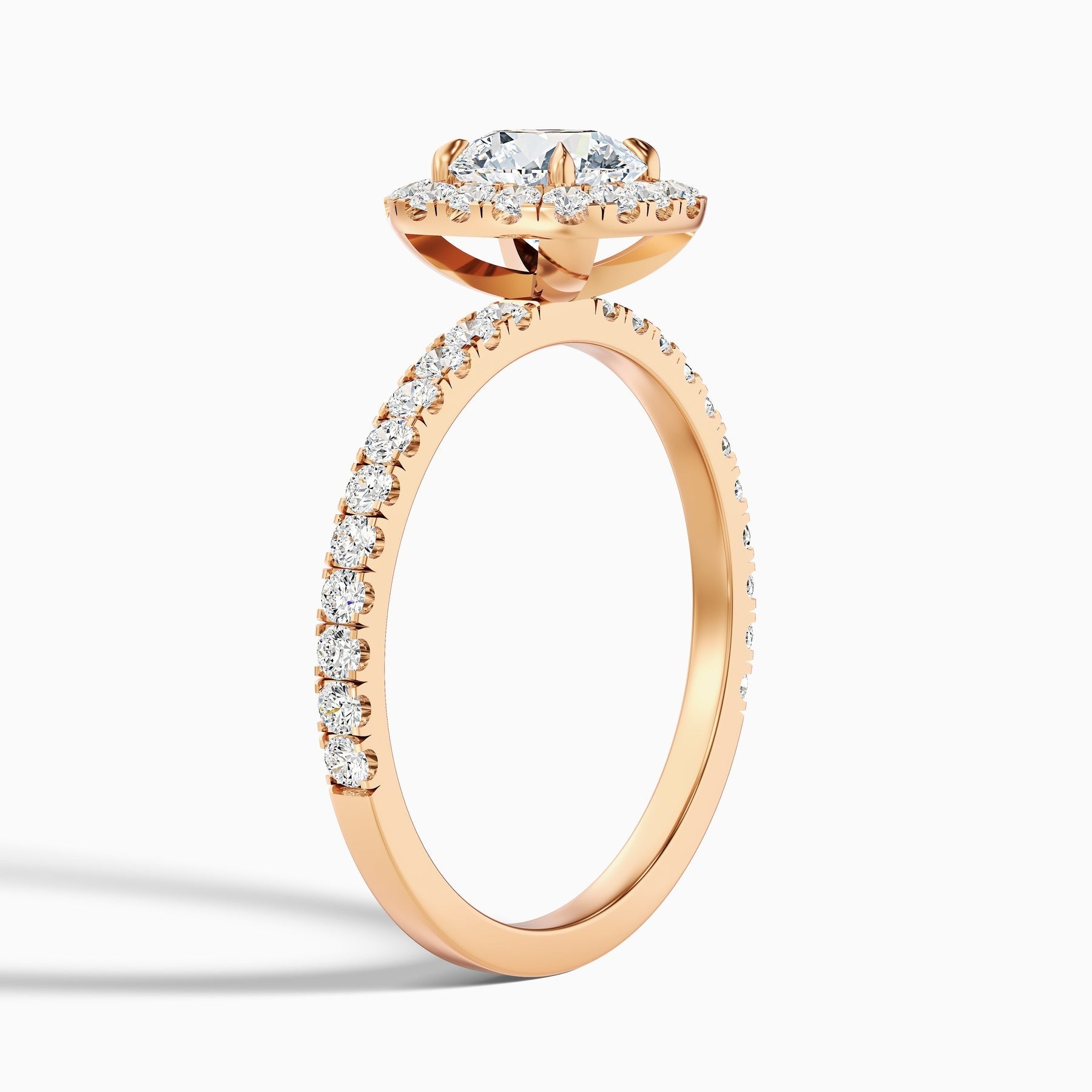 Sovereign 1 Carat Round Cut Halo Pave Lab Grown Diamond Ring 