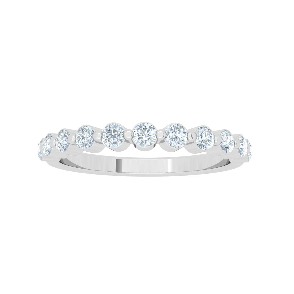 Spaced Round Prong Moissanite Wedding Band White Gold