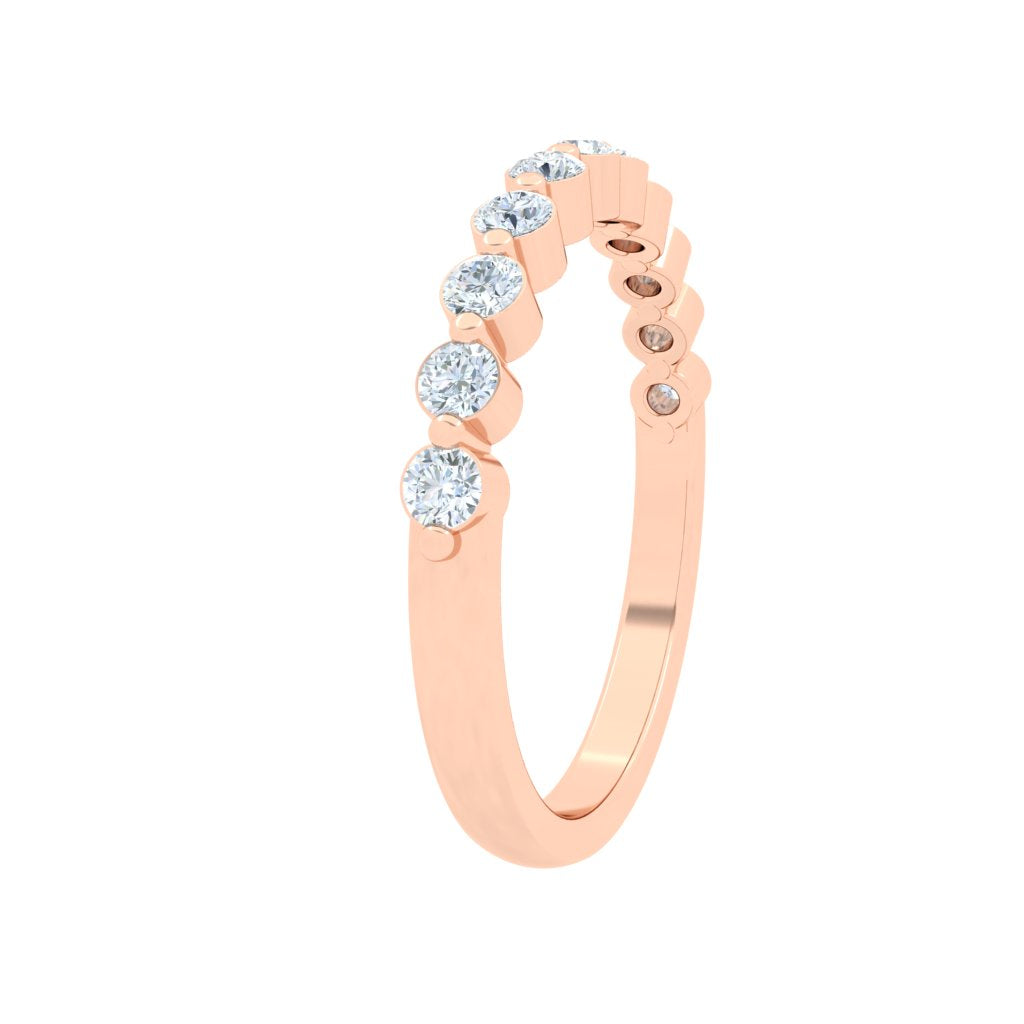 Spaced Round Prong Moissanite Wedding Band Rose Gold