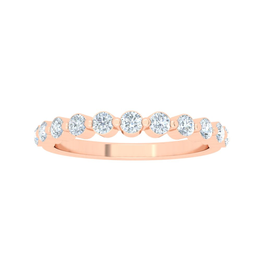 Spaced Round Prong Moissanite Wedding Band Rose Gold