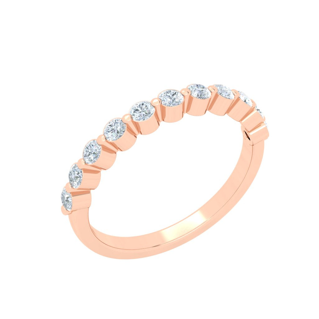 Spaced Round Prong Moissanite Wedding Band Rose Gold