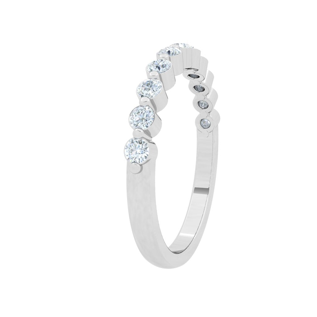 Spaced Round Prong Moissanite Wedding Band White Gold