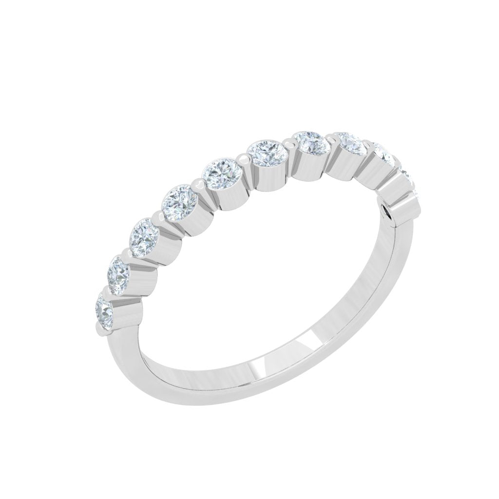 Spaced Round Prong Moissanite Wedding Band White Gold